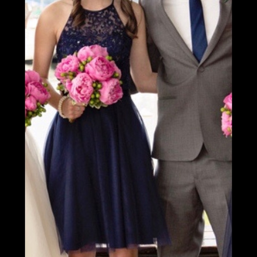 Navy Bridesmaid or Cocktail Dress 2 by Mori Lee